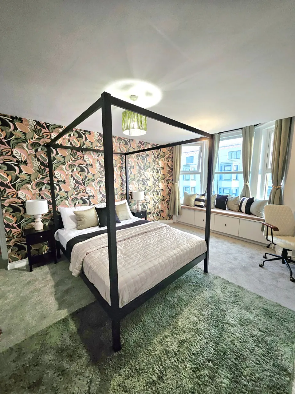 Four poster bed in bedroom one