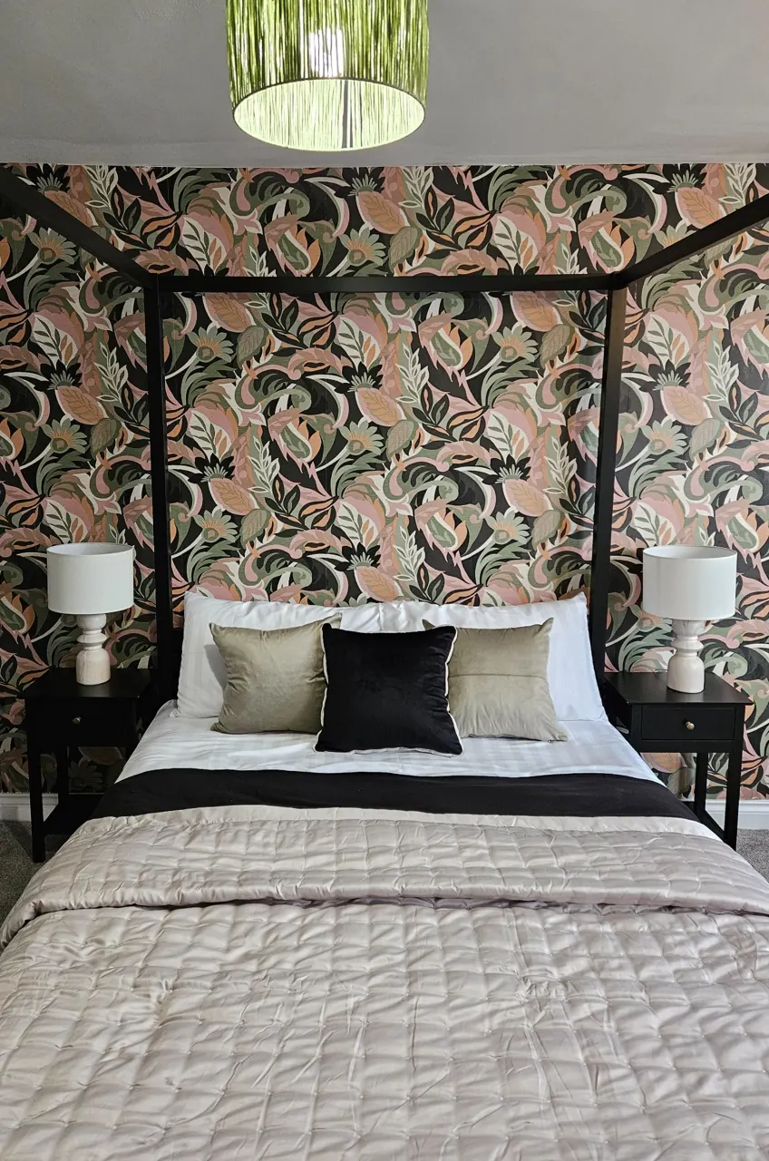 Bedroom one bed and headboard